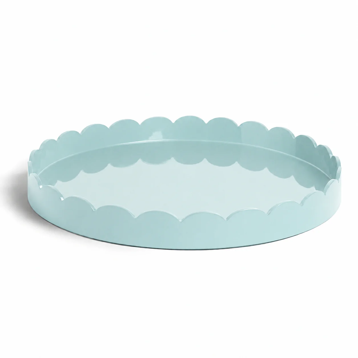 Eau de Nil Round Large Lacquered Scallop Tray