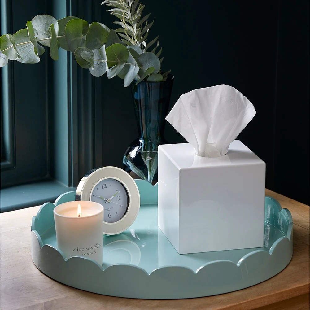 Eau de Nil Round Large Lacquered Scallop Tray - Image 2