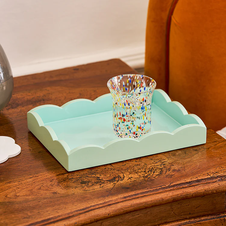 Eau De Nil Small Lacquered Scalloped Tray - Image 2