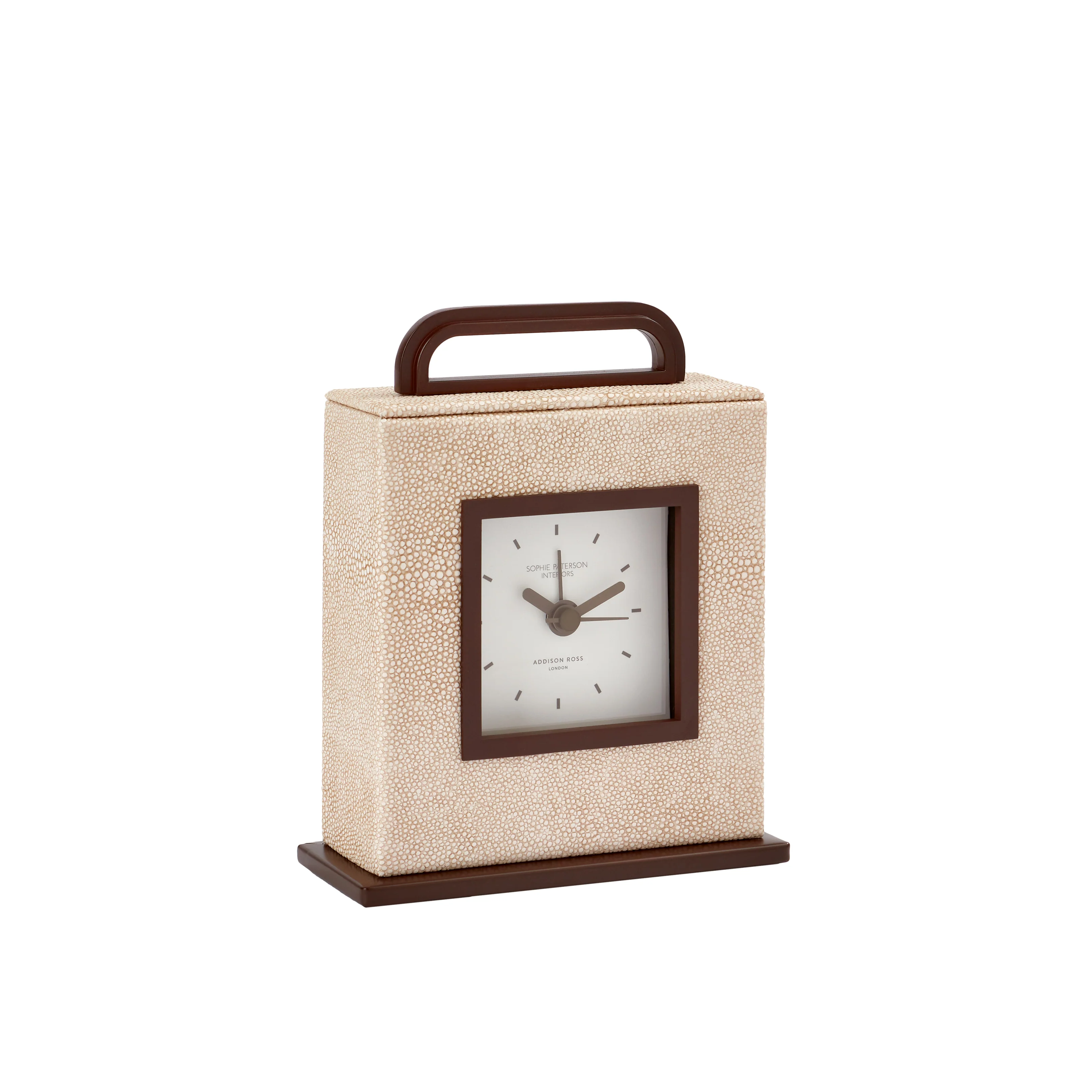 Ecru Faux Shagreen Carriage Clock