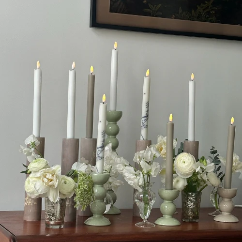 Extra Tall Sage Bobbin Candlestick - 33cm - Image 2