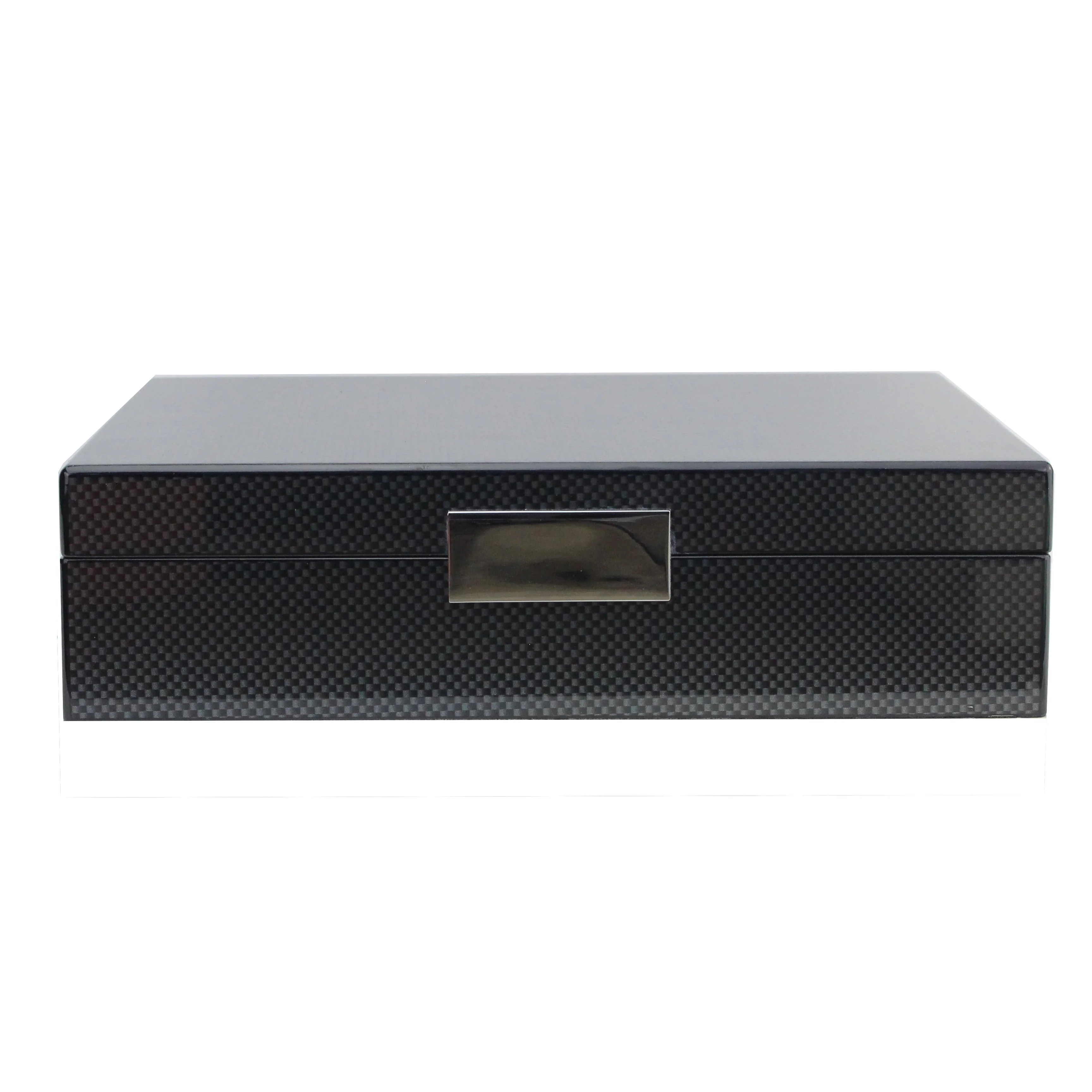 Large Carbon Fibre Lacquer Box with Silver - Image 2