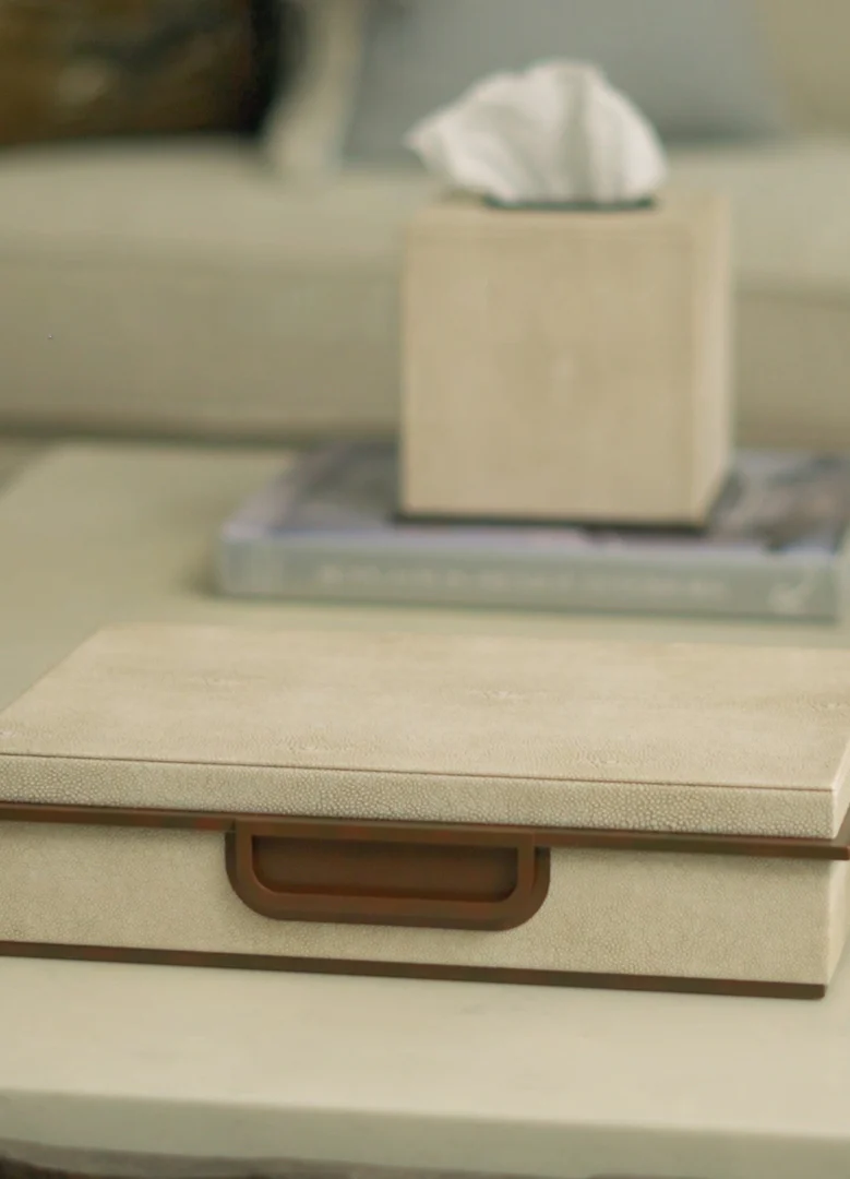 Large Ecru Faux Shagreen Box - Image 3