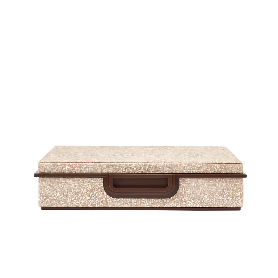 Large Ecru Faux Shagreen Box - Image 4