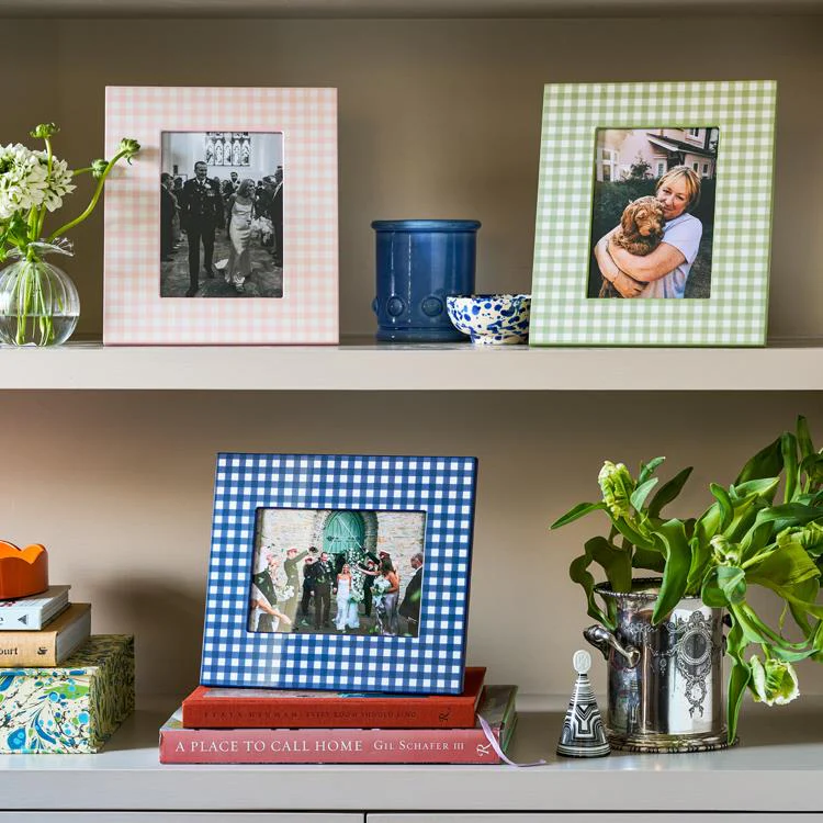 Navy Gingham Lacquer Photo Frame - Image 2