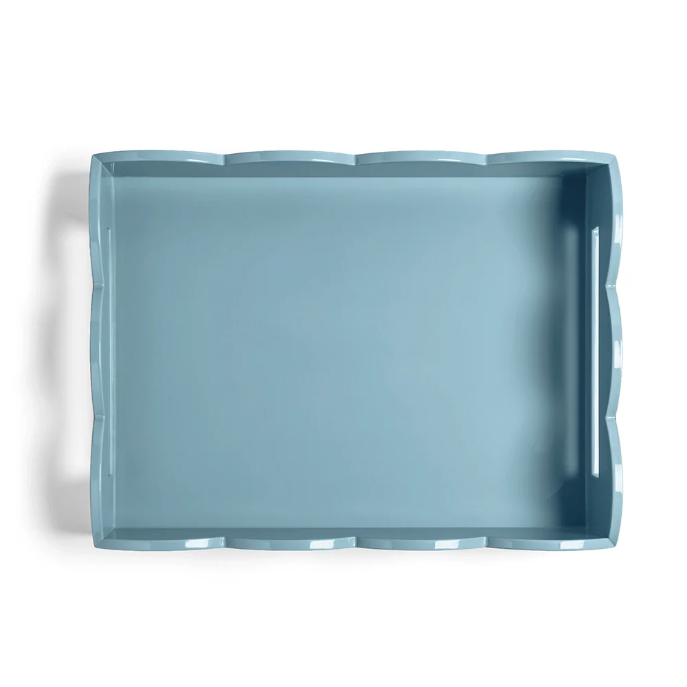 Orange & Chambray Lacquered Scallop Medium Two-Tone Tray - Image 5