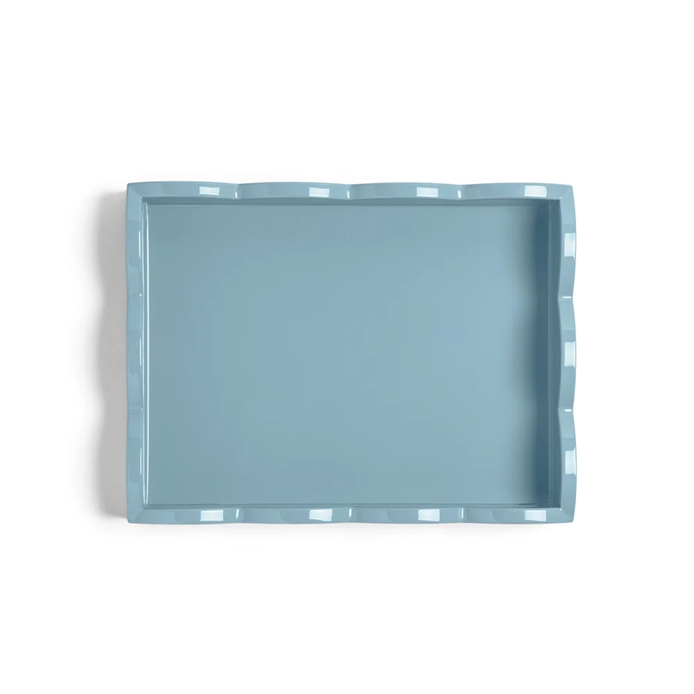 Orange & Chambray Lacquered Scallop Small Two-Tone Tray - Image 5