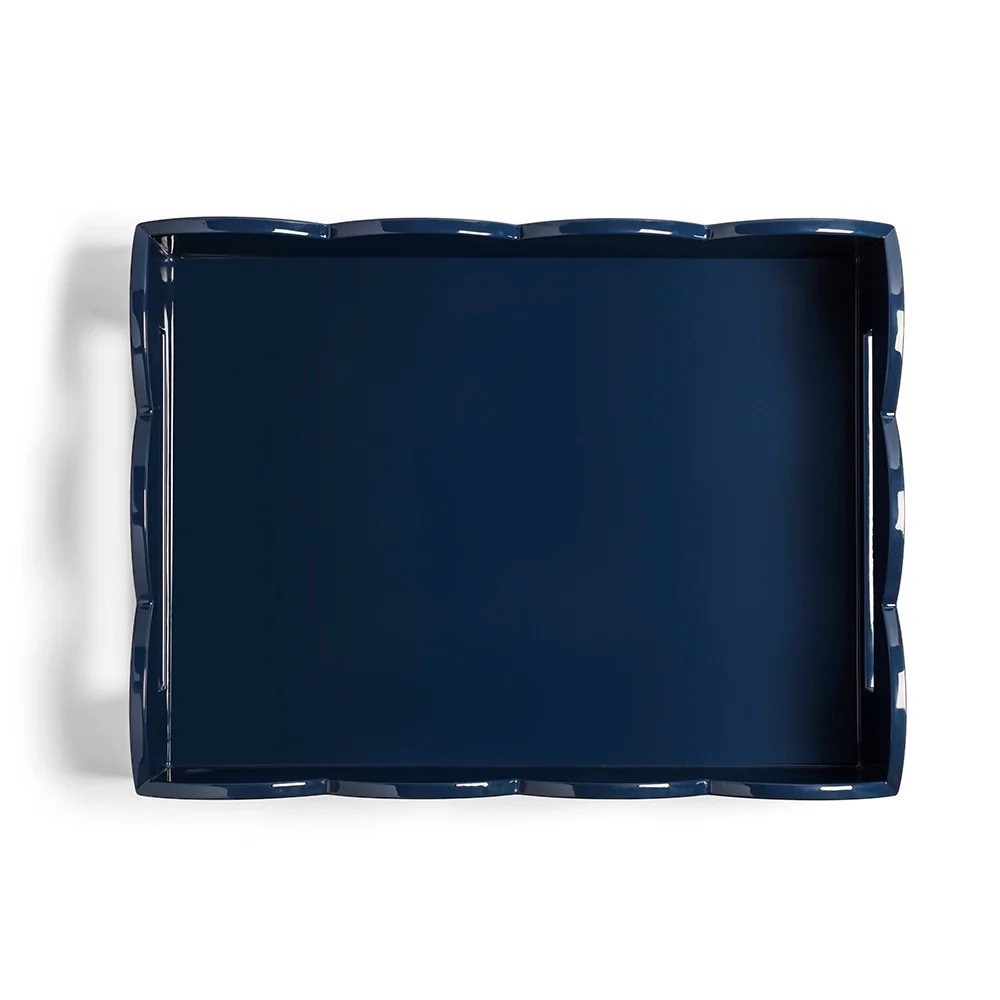 Pale Denim & Navy Lacquered Scallop Medium Two-Tone Tray - Image 5