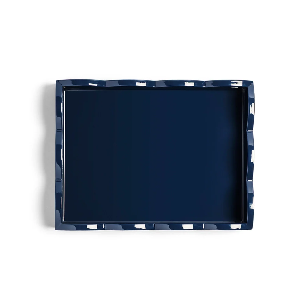 Pale Denim & Navy Lacquered Scallop Small Two-Tone Tray - Image 4