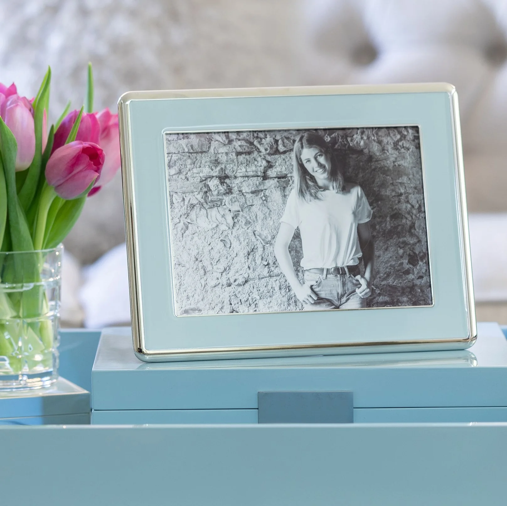Powder Blue Enamel & Silver Curve Frame - Image 2