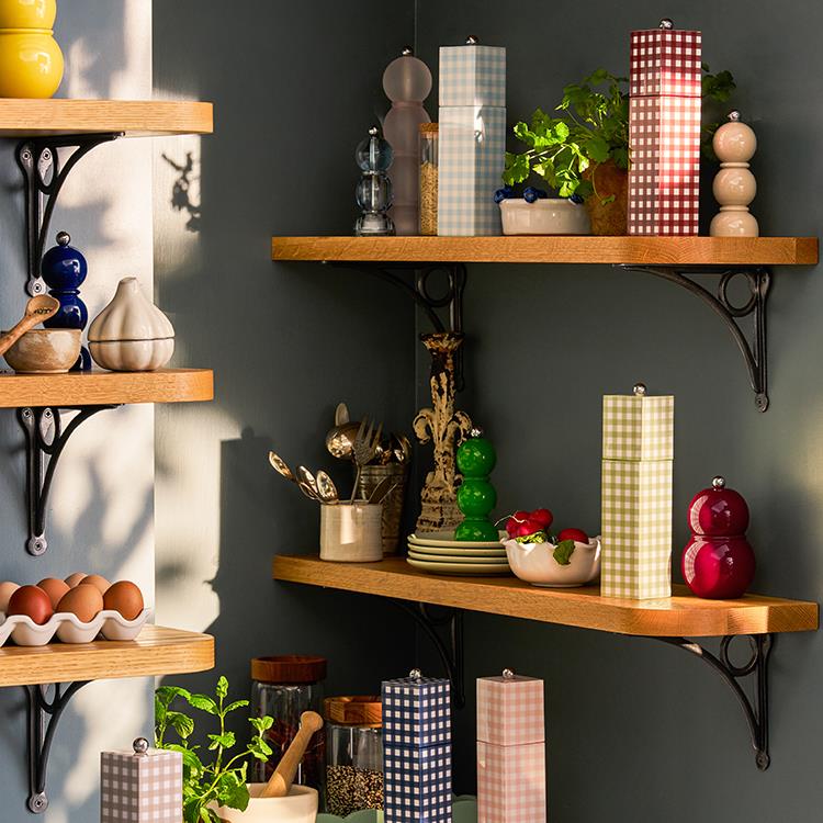 Sage Gingham Square Pillar Salt or Pepper Mill - Image 2