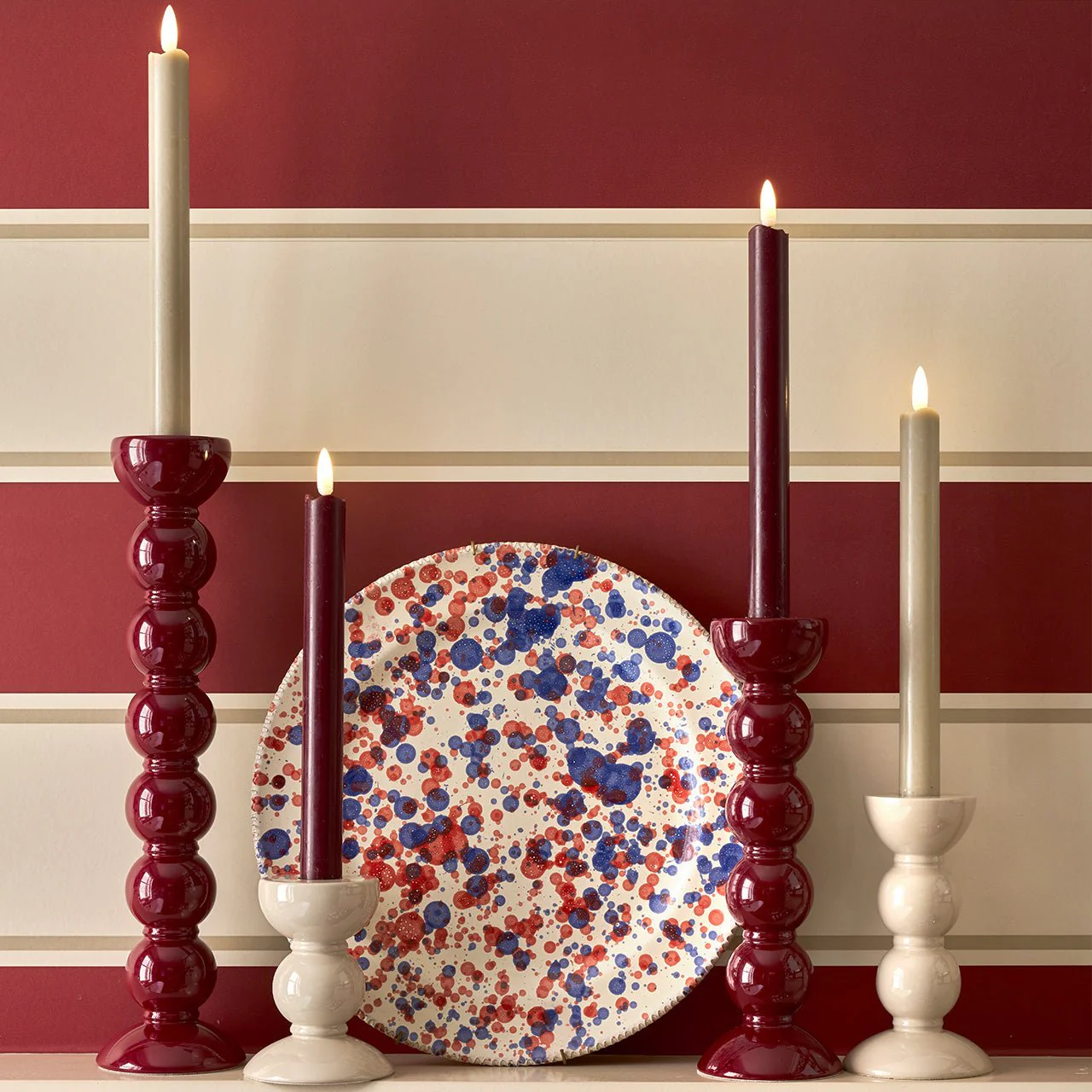 Small Cappuccino Bobbin Candlestick - 10cm - Image 2
