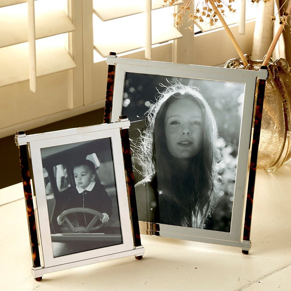 Tortoiseshell & Silver Pillar Photo Frame - Image 2