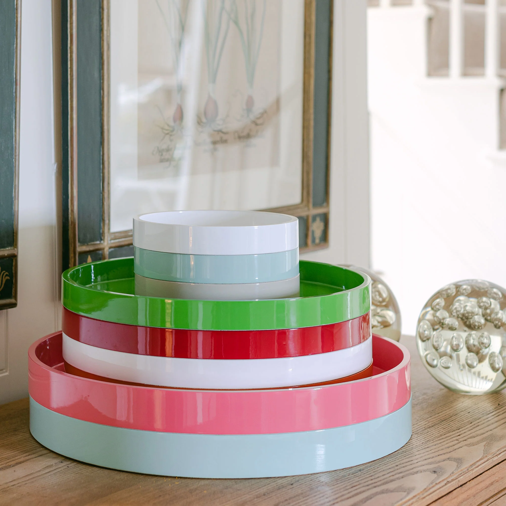 Watermelon Straight Sided Round Large Lacquered Tray - Image 2